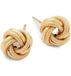 14K Yellow Gold Love Knot Stud Earrings