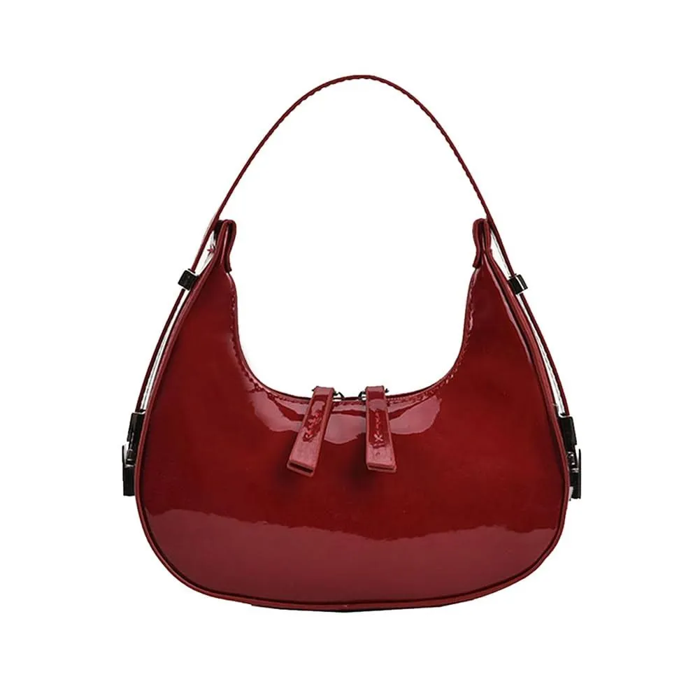 JYG Crescent Shoulder Bag for Women Retro Hobo Handbags Top Handle Bags Red 