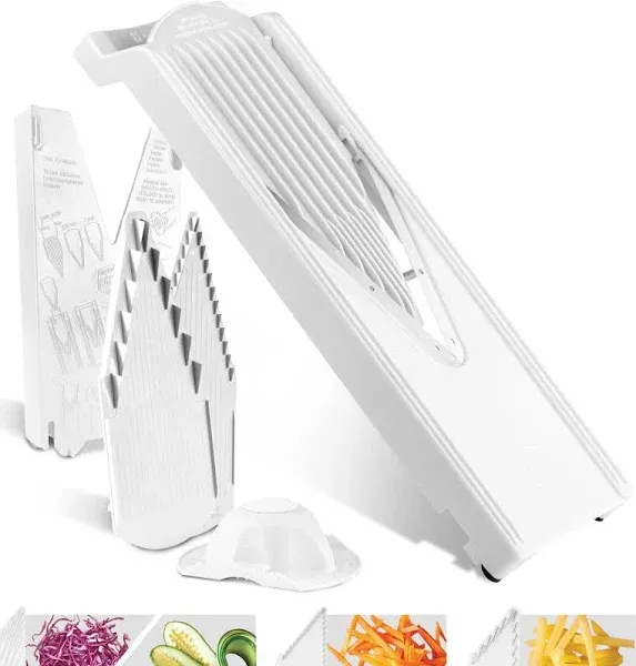 Börner Mandoline Slicer V3 (Starter Set) • V-Slicer for 5 Cutting Styles with Fruit Holder • Adjustable Vegetable Slicer for Vegetables & Fruits • Stainless Steel V-Blade • Color: Orange