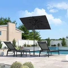 PURPLE LEAF 6' x 4' Rectangular Patio Umbrella Outdoor Table Umbrella Aluminum Frame Market Umbrella Sun Umbrella with 8 Sturdy Ribs & Tilt for Garden Deck Lawn & Pool Gray