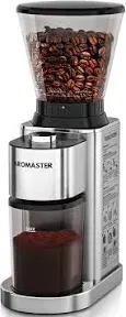 Aromaster Burr Coffee Grinder, Coffee Grinder for home use, Stainless Steel Coffee Grinder Electric, 48 Grind Settings, Espresso/Pour Over/French Press Coffee Maker, Black