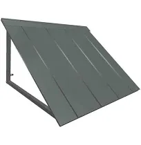 Awntech 5 ft. Houstonian Standing Seam Metal Door/Window Awning Fixed Outdoor Canopy 68 Inch W x 36 Inch Proj, Pewter