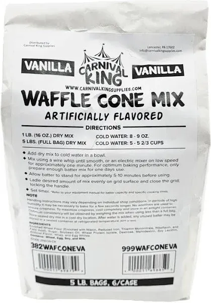 Carnival King Vanilla Waffle Cone Mix 5 lb. Bag