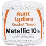 Coats Crochet Aunt Lydia&#039;s Metallic Crochet Thread Size 10-White &amp; Pearl