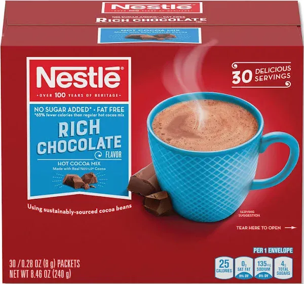 Nestle Hot Cocoa No Sugar Added Mix