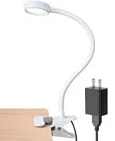 LEPOWER Clip on Light/Reading Light/Book Light Color Changeable/Night Light Clip on for Desk, Bed Headboard and Computers, Adapter Included (White)