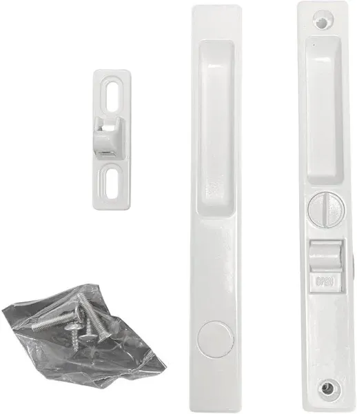 Sliding Glass Patio Door Lock Handle Set, Non-Keyed, Flush Mount, With