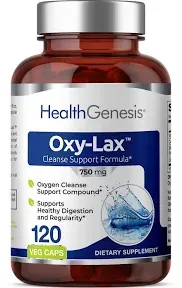 Health Genesis Oxy-Lax 120 Caps Natural Gentle Laxative Colon Cleanse Regularity