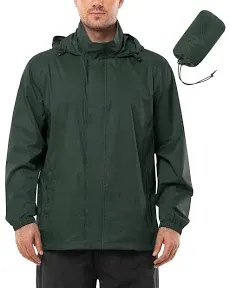 Outdoor Ventures Men's Rain Jacket Waterproof Lightweight Packable Rain Shell Raincoat with Hood for Golf Hiking Travel