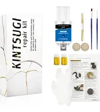 1DFAUL Kintsugi Repair Kit Gold, Japanese Kintsugi Kit to Improve Your Ceramic, Repair Your Meaningful Pottery with Gold Powder Glue