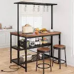 gaomon Kitchen Island with Storage, Bakers Rack with Power Outlet, Island Table for Kitchen,3 Tier Microwave Stand Oven Shelf,Large Coffee Bar Table,