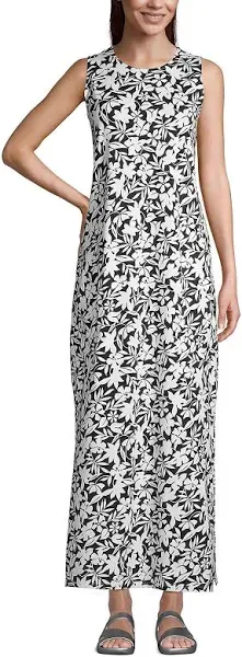 Lands' End Women's Cotton Jersey Sleeveless Swim Cover-up Maxi Dress