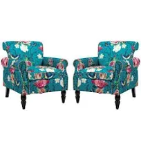 Set of 2 Modern Upholstered Armchair Nailhead Trim Accent Chair