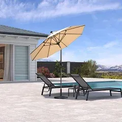 PURPLE LEAF 9' x 6' Rectangular Patio Umbrella Outdoor Table Umbrella Aluminum Frame Market Umbrella Sun Umbrella with 8 Sturdy Ribs & Tilt for Garden Deck Lawn & Pool Beige