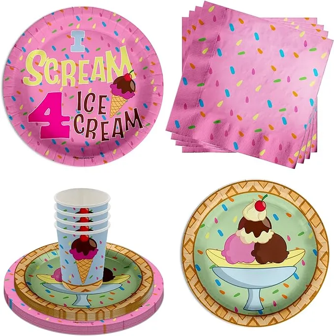 I Scream Four Ice Cream Birthday Party Paper Plates