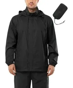 Outdoor Ventures Men's Rain Jacket Waterproof Lightweight Packable Rain Shell Raincoat with Hood for Golf Hiking Travel