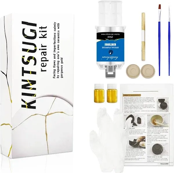 Kintsugi Repair Kit Gold, Japanese Kintsugi Kit to Improve Your Ceramic, Repa...