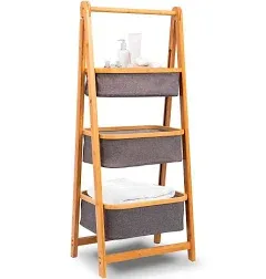 SereneLife 3 Tier Fold Out Hamper Shelf Storage Space Saving Collapsible