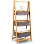 SerenelifeHome 3 Tier Fold Out Hamper Shelf Storage - Space Saving Col