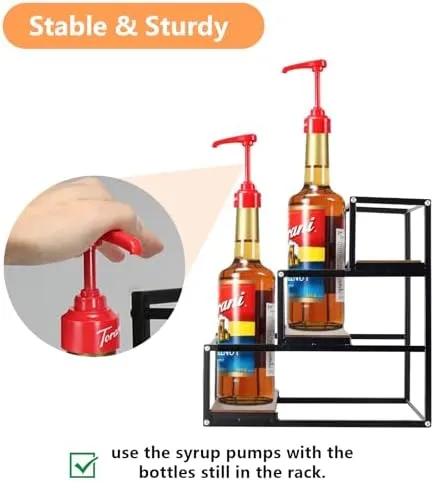 Coffee Syrup Rack Organizer Syrup Bottle Holder Stand for Coffee Bar 3-Tier 12 