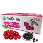 Berrilys Organic Dried Tart Cherries, 5 lb, Pitted, Non-GMO, Kosher, Unsulfured, No Added Sugar