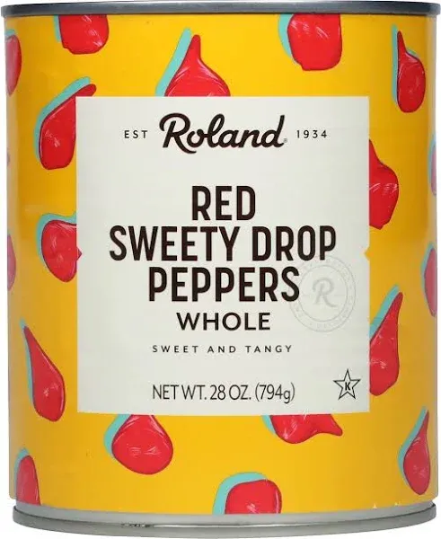 Roland Foods Red Sweety Drop Peppers, Specialty Imported Food, 28 Ounce Can, Pack of 1