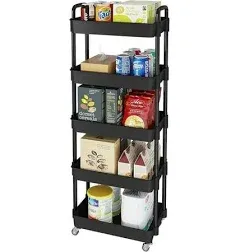 3-tier Kitchen Storage Cart,Multifunction Utility Rolling Storage Organizer,Mobile Shelving Unit Cart with Lockable Wheels for Bathroom,Laundry