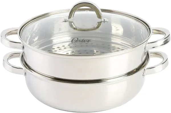 Oster Sangerfield 3 Piece 11-Inch Stainless Steel Everyday Pan with Steamer and Lid