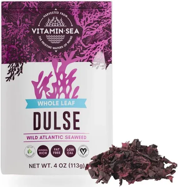 VITAMINSEA Dulse Dried Seaweed | Wild North Atlantic Seaweed for Snacking, Seasoning, Soups & Salads | Rich in Vitamins, Minerals & Antioxidants Perfect for Thyroid Support | Whole Leaf (4 OZ)