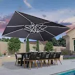 PURPLE LEAF 10' X 13' Rectangle Patio Umbrella with Base Large Windproof Offset Hanging Outdoor Umbrella Cantilever Umbrella Outdoor Patio Grey