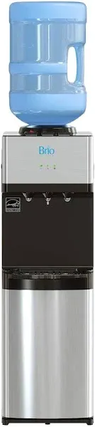 Brio Water Dispenser 38.5&#034;Hx12&#034;Wx13<wbr/>.5&#034;D Stainless-Stee<wbr/>l 5Gal Hot/ColdBlack 3Temp