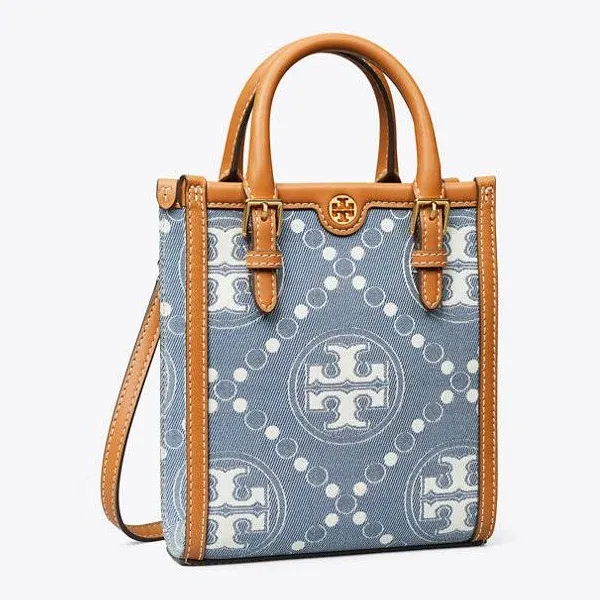 Mini T Monogram Denim Top-Handle Bag