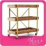 Adore Decor Riley Wooden Kitchen Bar Cart Gold