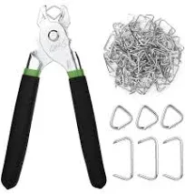 Hog Ring Pliers Kit with 110 Pack of Hog Rings in 1/2&#034; and 3/4&#034; Galvanized Stee