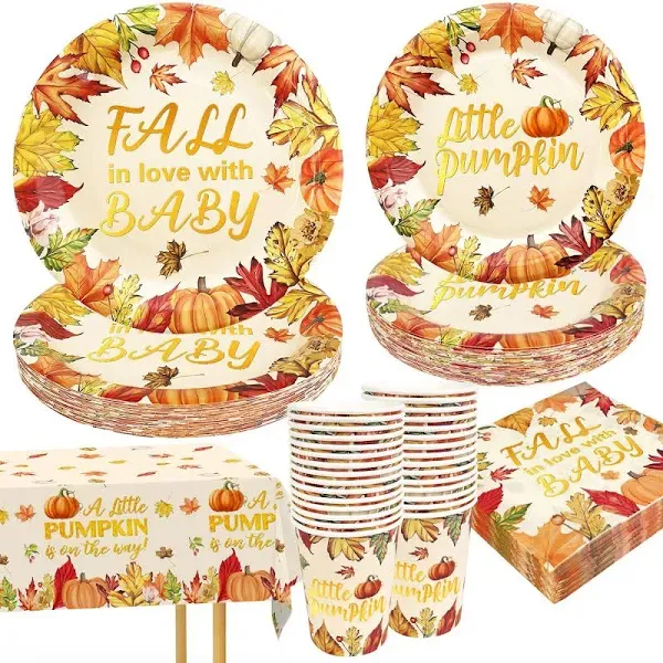 Little Pumpkin Baby Shower Decorations Set Serves 30 Little Pumpkin Baby Show...