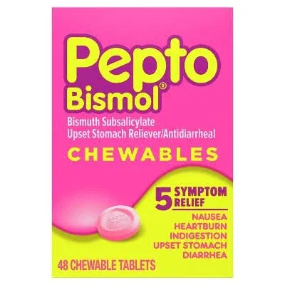 Pepto Bismol Chewables, Upset Stomach Relief, Bismuth Subsalicylate, Multi-Sympt