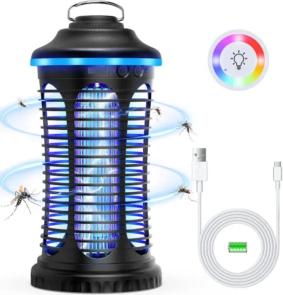 Rechargeable Bug Zapper Outdoor &amp; Indoor, Mosquito Zapper, Fruit Fly Trap, Gn...