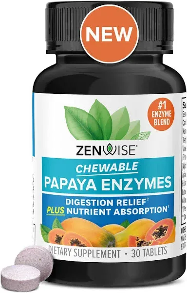 Zenwise Chewable Papaya Enzymes 30 tablets