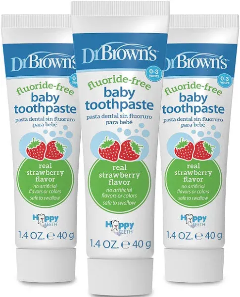 Dr. Brown’s Fluoride-Free Baby Toothpaste,Saf<wbr/>e to Swallow, Strawberry, 0-3 years