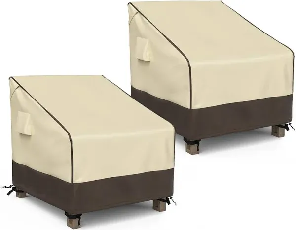 2 Pack Patio Chair Covers Waterproof, Outdoor Furniture Covers for Rocking & Adirondack Chairs Fits up to 35"W x 37"D x 36"H, Moisture-proof & UV-protection, Brown & Khaki