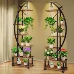 2 Pcs 6 Tier Tall Metal Plant Stand with Growing Light