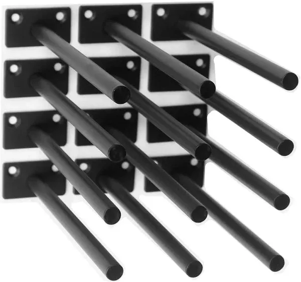 24 Pcs 5" Black Solid Steel Floating Shelf Bracket Blind Shelf Supports - Hidden Brackets for Floating Wood Shelves - Concealed Blind Shelf Support – Screws and Wall Plugs Included