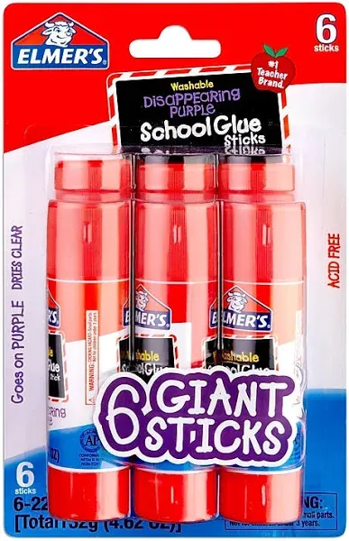 Elmer&#039;s Glue Stick (E579), Disappearing Purple, 3 Sticks