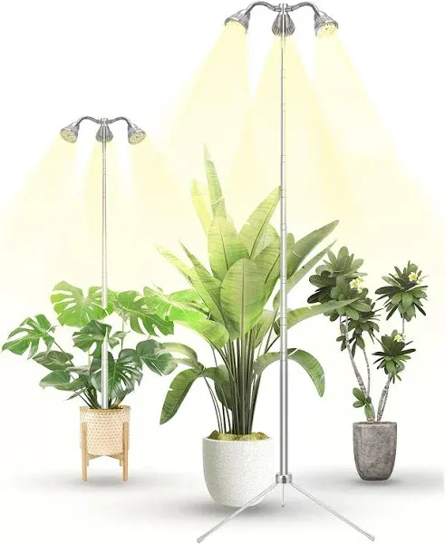 Grow Lights for Indoor Plants Full Spectrum with Detachable Tripod Stand, 10-55 Inches Height Adjustable Aluminum Alloy Indoor Plant Grow Lamp with Auto On/Off Timer Function