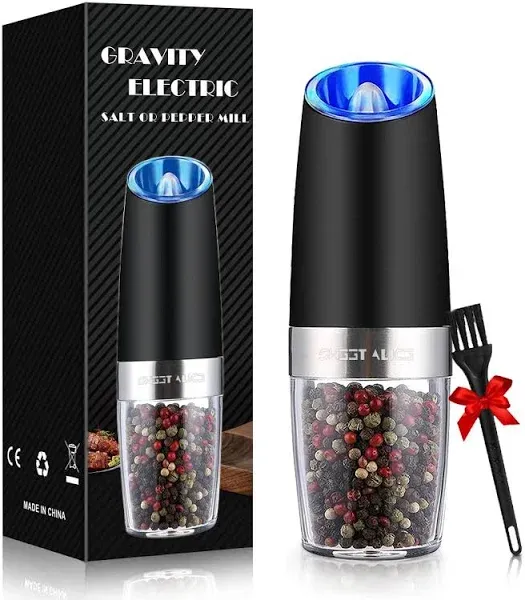 Gravity Electric Pepper and Salt Grinder Set, Salt and Pepper Mill &amp; Adjustab...