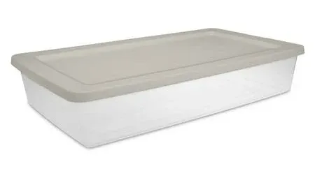 Sterilite 41 Quart Lightweight Under Bed Storage Box Container, 18 Pack