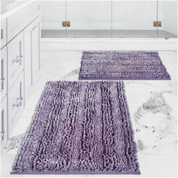 Bathroom Rugs Set 2 Pieces Light Purple 31x20&#034;+24x16&#034; Purple Lavender Gray