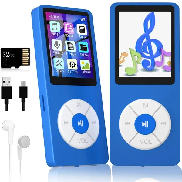 MP3 Player with 32GB TF Card,Built-in HD Speaker,Portable HiFi Music Player with Video/Voice Recorder/FM Radio/Photo Viewer/E-Book Player for Kids