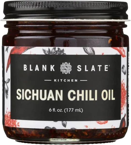 Blank Slate Kitchen Sichuan Chili Oil (6 Oz) | Gourmet Spicy Tingly Numbing Umami Hot Sauce | Authentic Chinese Mala | Vegan, Gluten-Free, Sugar-Free, Non-GMO, No MSG