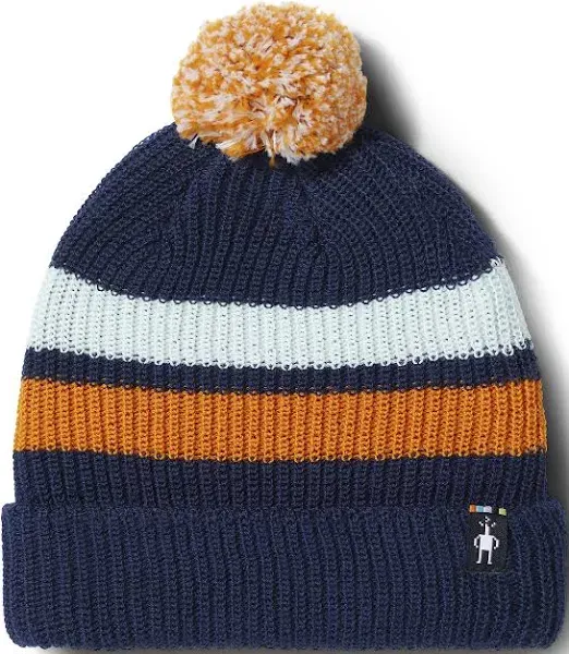 Smartwool Stripe Pom Beanie - Kids', Bleached Aqua, L/XL